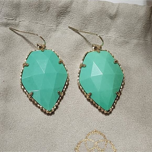 Kendra Scott Green Turquoise and Gold Corley Earrings - Picture 4 of 6